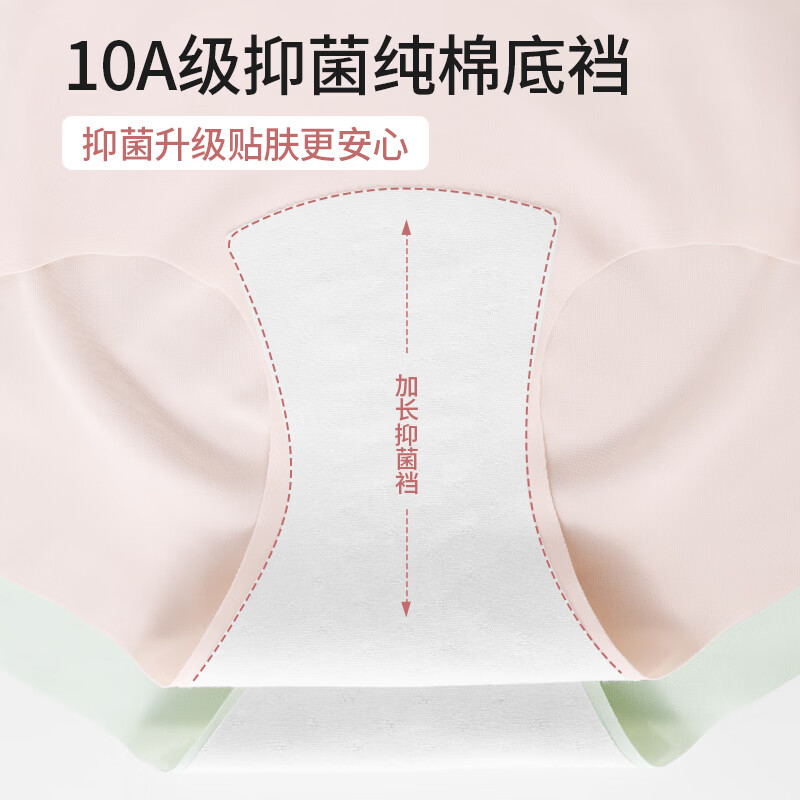 都市丽人女士内裤女纯棉底裆加长裆无痕内裤凉感女生内裤三角裤衩 浅紫+浅粉+浅黄+浅灰 4条 M (建议80-100斤)