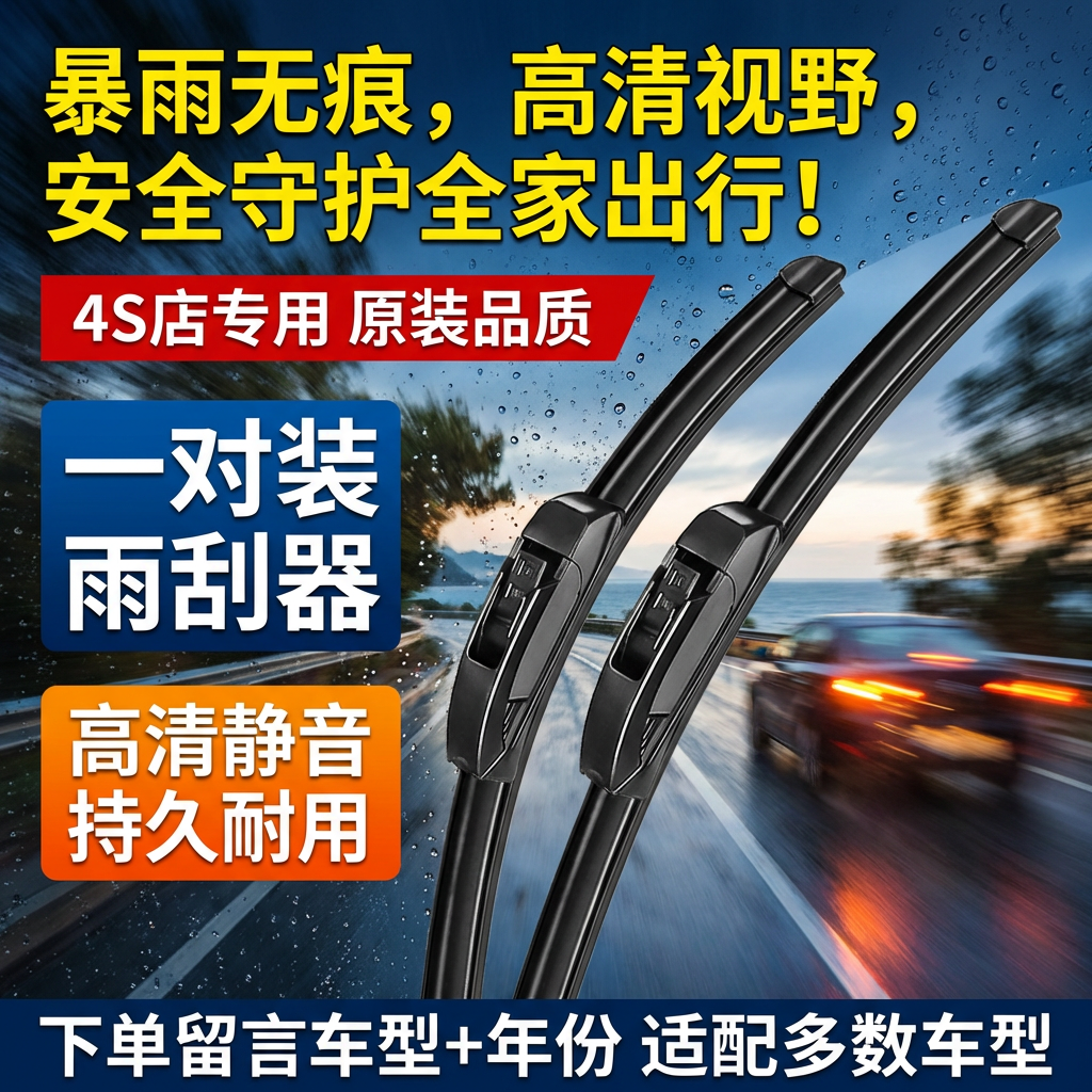 澳冶 无骨雨刮器 雨刷器 前窗雨刮片 一对装 一对装 (下单留言车型+年份)适用99%车型