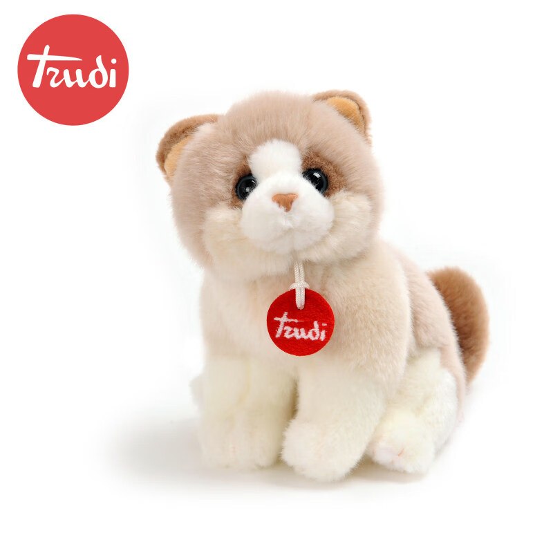 TRUDI意大利trudi米白貓咪公仔貓咪毛絨玩具可愛玩偶兒童生日禮物娃娃 米白貓咪公仔20cm 19*20厘米