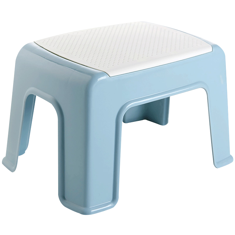 好尔凳子家用小板登卧室换鞋凳防滑塑料凳子脚踏矮凳中号北欧蓝1个