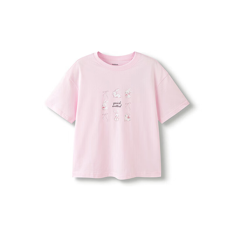 巴拉巴拉童装儿童短袖t恤长袖女童夏装中大童打底衫甜美宽松上衣 红色调00466-208225117037 120