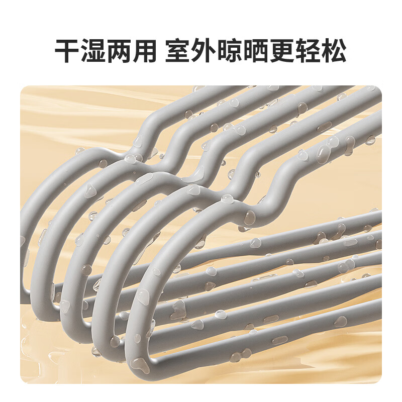 LYNN衣架衣挂晾衣架无痕防滑卧室衣柜衣撑子晾晒架干湿两用宿舍寝室用 43cm带凹槽磨砂衣架-浸塑10支装
