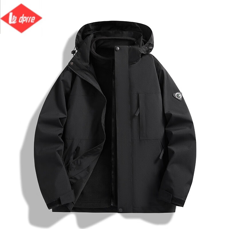 Lee dprre冲锋衣夹克外套男女款秋冬季2024新款三合一可拆卸户外登山服 幻影黑 S