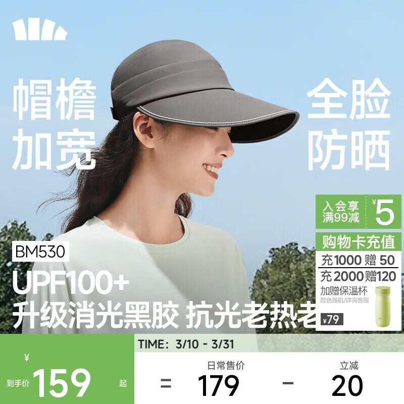 蕉下（beneunder）棒球帽鸭舌帽遮阳帽防晒帽女时尚洋气减龄防紫外线大帽檐遮全脸灰