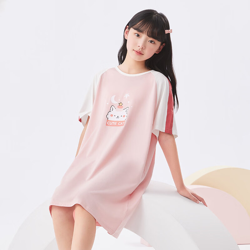 猫人（MiiOW）女童睡裙夏款新款莫代尔儿童睡衣裙女孩大童裙子夏季薄款 三只小兔 120 建议身高107-116cm