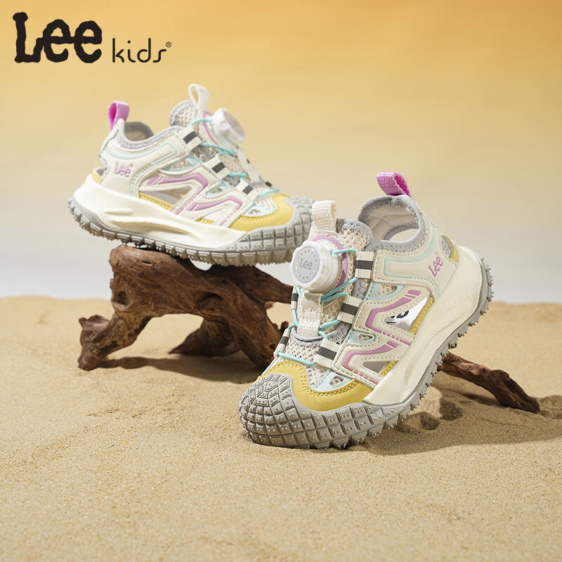 Lee童鞋夏季新款儿童包头沙滩凉鞋女童镂空运动鞋男童 米黄 33 【建议脚长204mm】