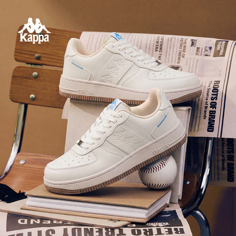 卡帕（Kappa）女鞋厚底增高板鞋女2026春季新款透气百搭休闲鞋女软底运动鞋子女 麦芽米棕/奶酪白/灰卡其/冰山蓝 38
