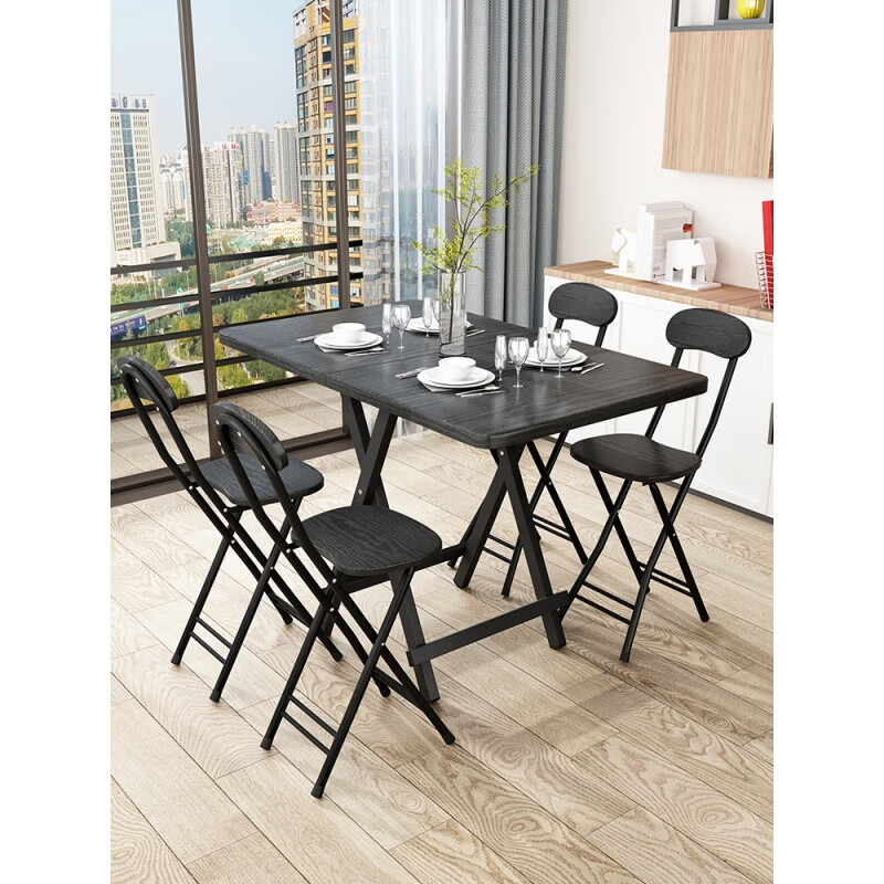 全友家私餐桌折叠可收缩家用小户型免安装折叠餐桌长方形四六人出租屋