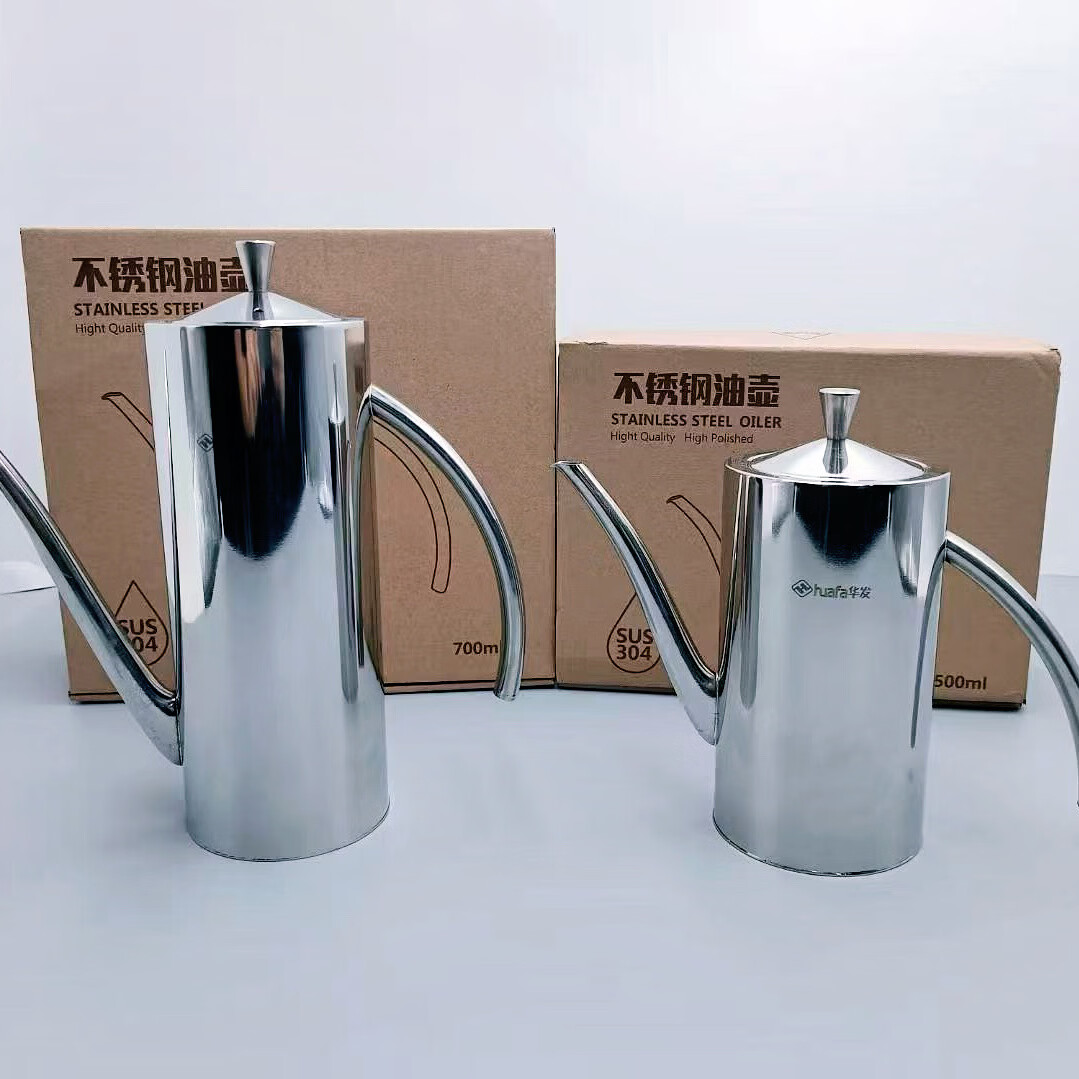 华发304不锈钢油壶厨房专用大号家用防漏油瓶商用调味瓶合酱油瓶醋瓶 大容量油壶700ml