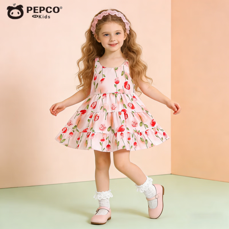 С�����ɣ�PEPCO��Ůͯ����ȹ�����ļ��¿��ȹ�ȼٷ纫���ͯ��������黨����ȹ ���ȹ-�۵�õ�� 80 (��������66-73cm) 28.9Ԫ