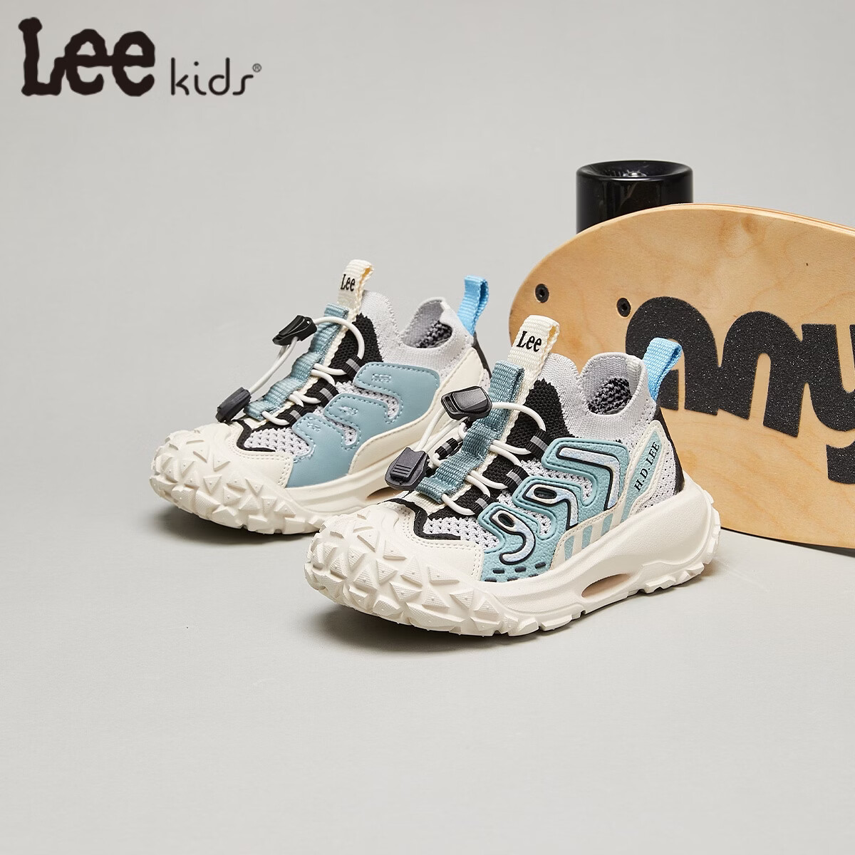 Lee童鞋春夏季新款儿童运动鞋椰子鞋男童休闲跑步鞋女大童 卡其绿 29 【建议脚长176-181mm】