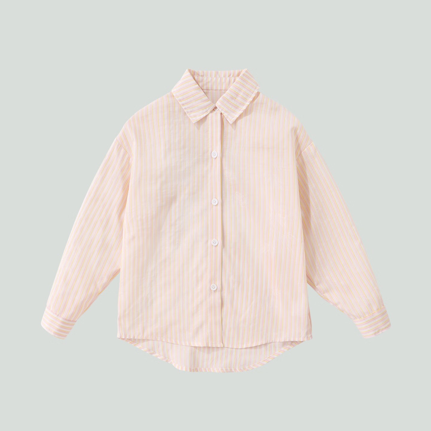 小马宝莉女童衬衫外套2026春秋新款休闲风薄款上衣条纹长袖春装潮 粉条纹长袖衬衫 140