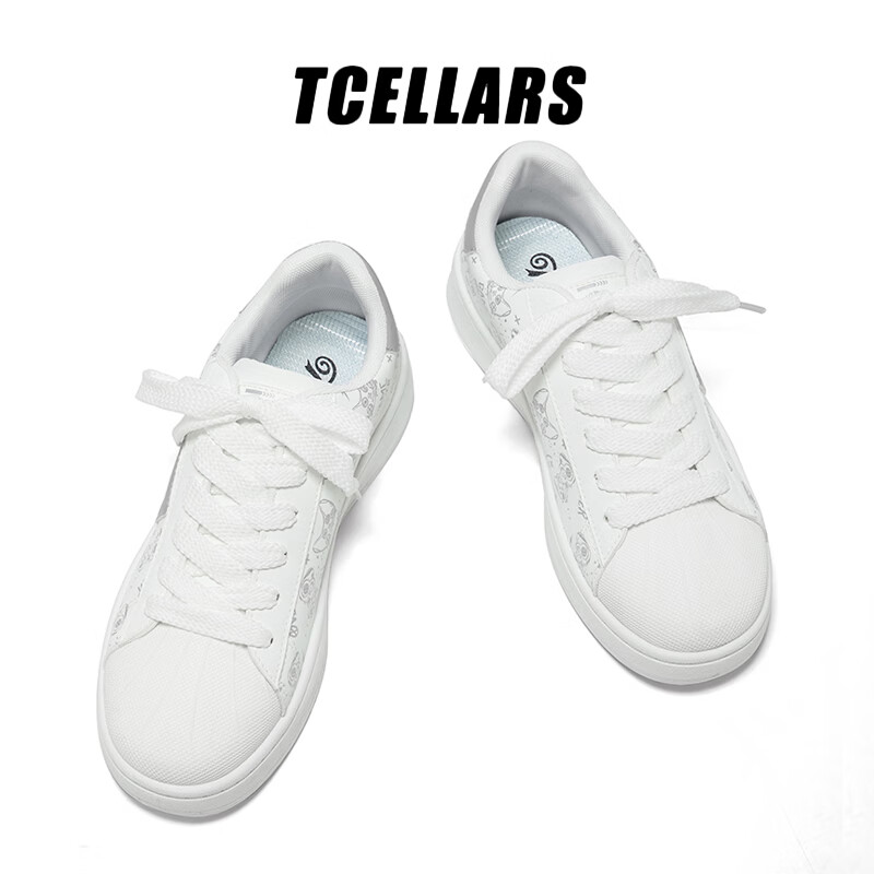Tcellars板鞋男鞋春季2026新款简约百搭小白鞋低帮透气轻便舒适休闲鞋子 珍珠白 39