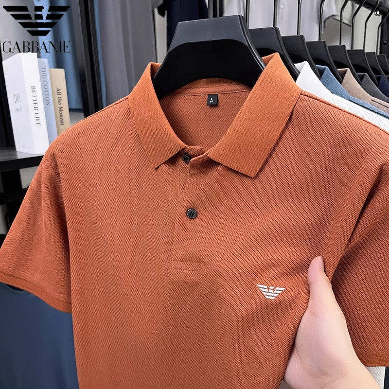 阿玛尼（ARMANI）意大利短袖t恤中年男士重磅纯棉T恤衫夏季新款休闲polo衫 橄榄绿 L 175/88A