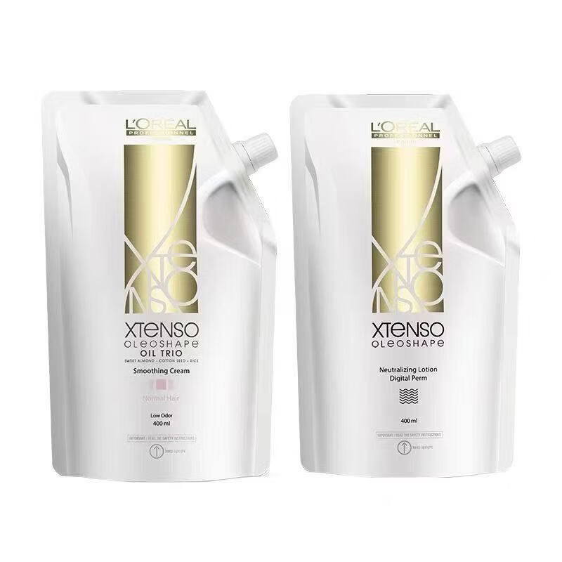 欧莱雅(LOREAL)直发膏头发软化剂永久定型不伤发柔顺烫发水家用免夹拉直膏 直发膏400+定型剂400 家用直发