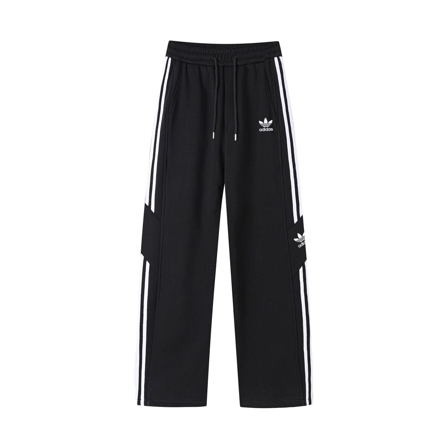 Y-3阿迪三叶草运动春秋长裤新款时尚弯刀裤休闲3条杠学生直筒百搭潮 黑色 2XL 建议体重135~155斤