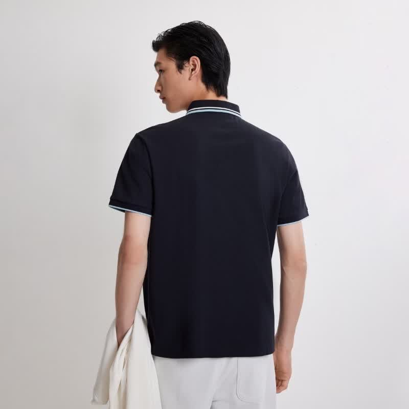 杰克·琼斯(JACK&JONES)26年夏季polo衫男士【凉感】商务休闲撞色翻领短袖t恤男装 E39藏蓝 常规 M (175)