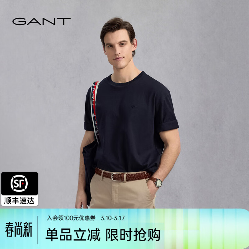 GANT/���ء�100%�ޡ�����ʿ������������Բ���Լ�ٴ�����ذ�T�� 433ҹ��ɫ L 295.6Ԫ