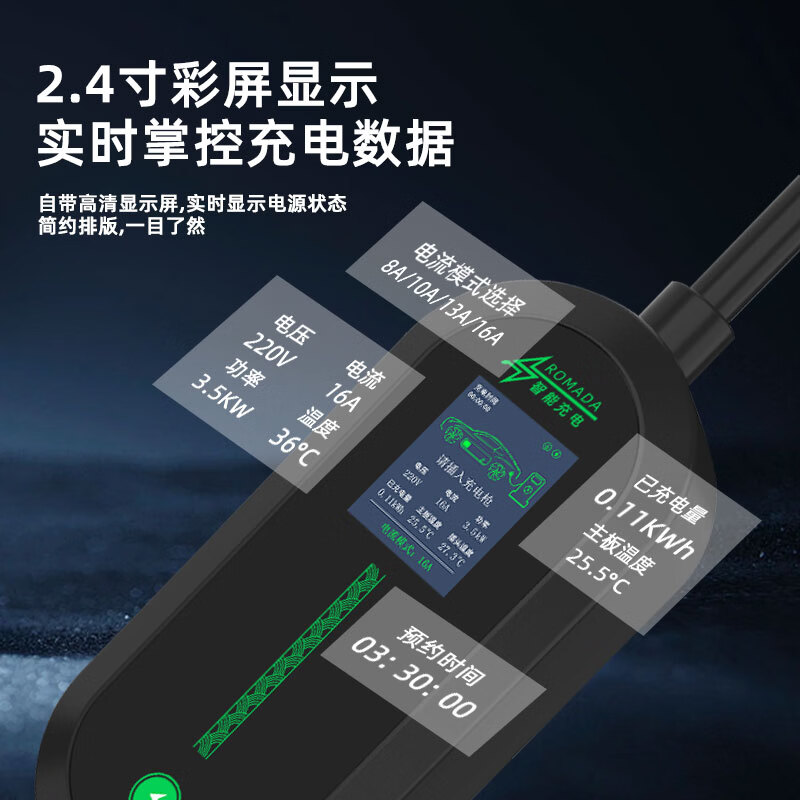充不凡智己LS6/智己LS7随车充充电枪 智己L6/智己L7便捷式充电器3.5KW家用免接地线充电枪 智己L6(标准款) 3.5KW国标/家用插座使用【3米线】