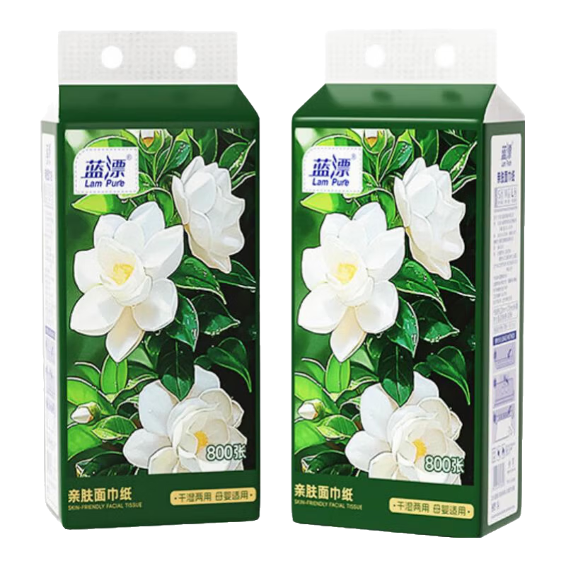 蓝漂山茶花系列800张悬挂式抽纸卫生纸4层加厚家庭装批发 4层800张*2提
