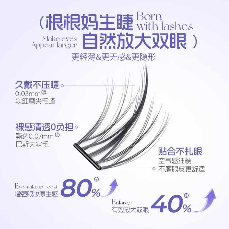 MLEN米兰日记黑晶免胶太阳花假睫毛自粘新款自然仿真眼睫毛女新手友好 时尚经典-免胶太阳花 2盒