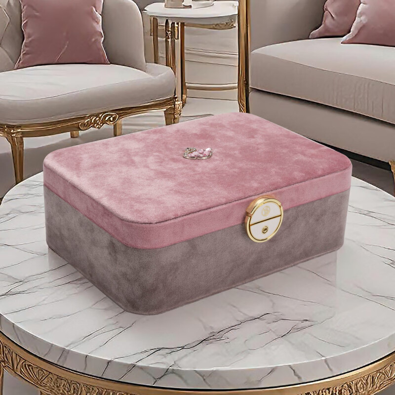 SOFIS絲絨精致輕奢首飾盒新款首飾箱禮物珠寶項(xiàng)煉飾品手飾盒 花色