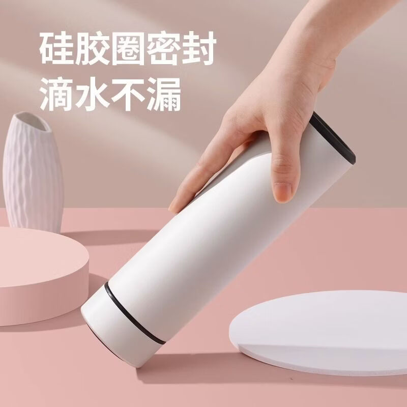 肥肥鲨保温水杯可爱搞笑搞怪表情杯子个性便携显温不锈钢保温杯 来图定制 500ml 送茶隔【显示温度8-12小时保冷保温】