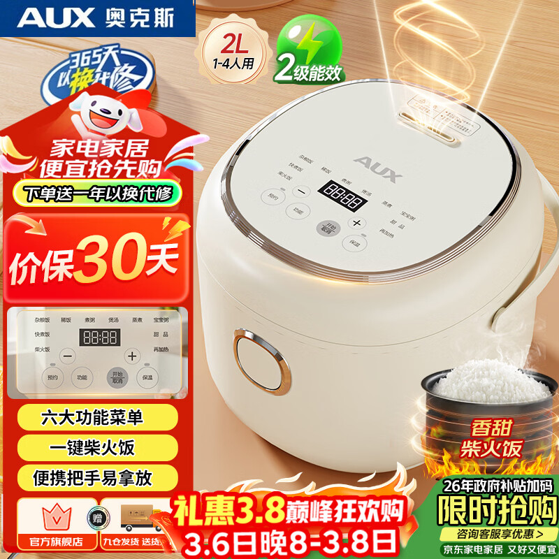 �¿�˹��AUX���緹�ҵ緹������2L��������1-4��24H����ԤԼ�๦��С�ɻ�������ϴAFB-YY-20FS34