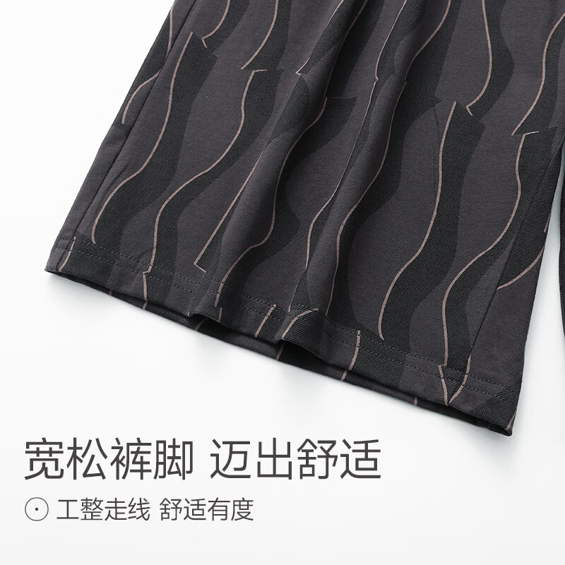 芬腾男士睡裤夏季纯棉薄款五分裤短裤青年男款大码夏天家居裤单裤 碳灰 2XL 建议：165-185斤