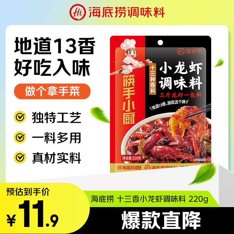 海底捞十三香小龙虾底料调味料220g 炒花甲酱料香辛料解馋夜宵