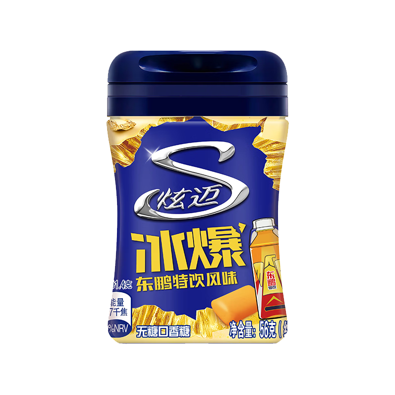 炫迈（Stride）无糖口香糖 东鹏特饮风味40粒56g1瓶装 糖果零食 清新口气 提神