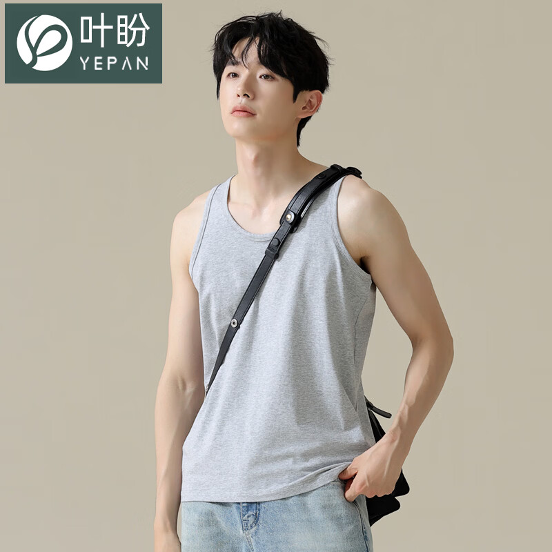 叶盼（yepan）【凉感】睡衣男夏季背心单件无袖薄款夏天莫代尔男士家居服可外穿 11001-花灰 L (170) ：建议100-120斤穿着
