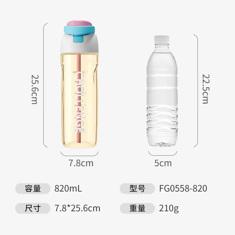 富光塑料水杯子ppsu夏日吸管杯塑料男女生高颜值大容量运动便携随手杯 海盐薄荷820ml【母婴级PPSU】