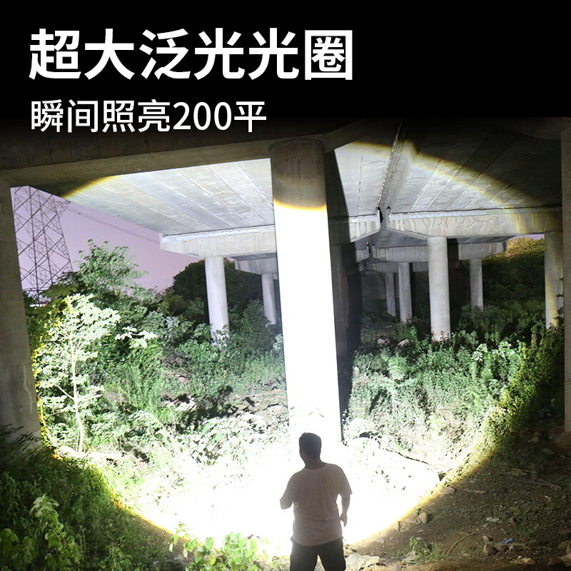 CLowicsr德国品质强光手电筒强光200000流明穿天炮超长续航野外生存大容量 【铝合金】苍龙手电+可拆卸单锂电 【高配-高亮】59000K