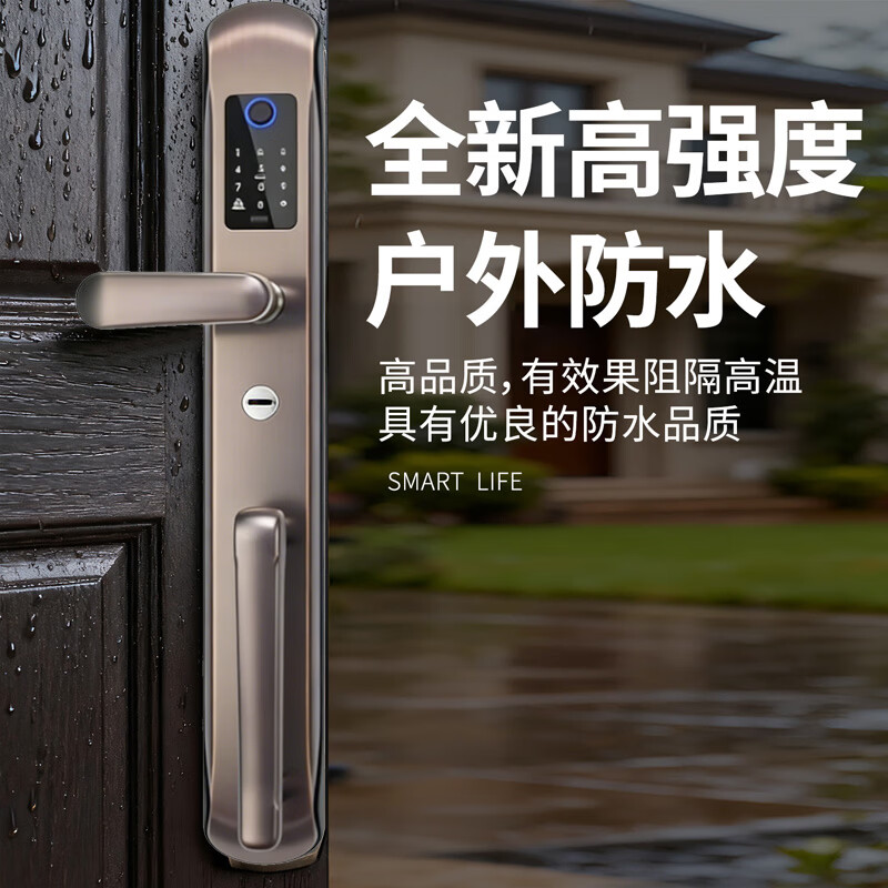 映浪双开门智能锁别墅大门指纹锁户外农村自建房密码锁家用防盗门铜门 【入门款】不锈钢别墅大门指纹锁双开门+上门安装