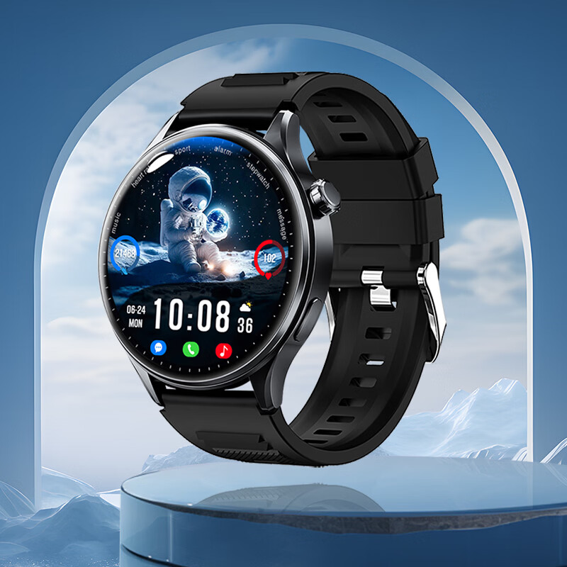 莱思帝Q3智能手表心率血压血氧监测健身跑步配速IP68防水防汗长续航蓝牙接打电话消息提示运动手环watch 黑色表框+黑色硅胶表带 高硬度防摔防划痕