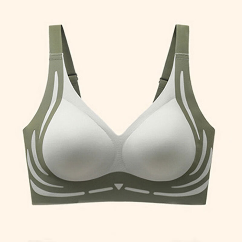 宜而爽聚拢美背小胸文胸内衣舒适运动夏季薄款一片式性感透气 绿色 L