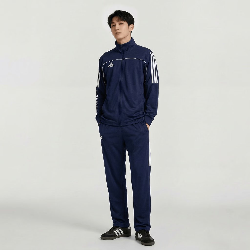 阿迪达斯（adidas）运动套装春秋夹克长裤两件套青年宽松休闲百搭潮流情侣款 蓝白 L
