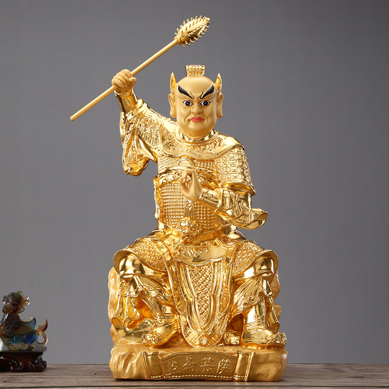 圆通监斋菩萨佛像台湾黄铜贴金监察使者家用寺院佛堂供奉摆件佛教用品