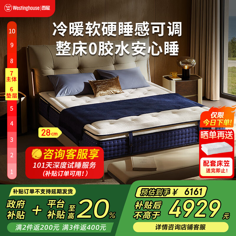 ���ݣ�Westinghouse�������Ҳ�����S9 0������ ��ů��Ӳ˯�ж������ɴ��� �����־�1.8m S9 �Ƶ꼶˯�� 1.8*2m 4546.65Ԫ