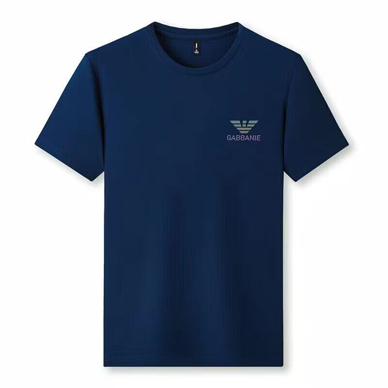 阿玛尼(ARMANI)正品奥特莱斯桑蚕丝短袖T恤男圆领高档休闲丝光棉半袖速干体恤潮 国际一线品牌10223黑色 M 165__【建议100-120斤】