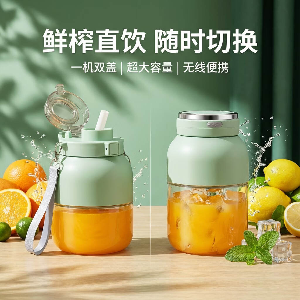 [新品特惠]可携带榨汁杯充电无线户外果汁机多功能便携式榨汁吨吨桶搅拌杯子yy 【新品特惠】新升级大容量榨汁杯