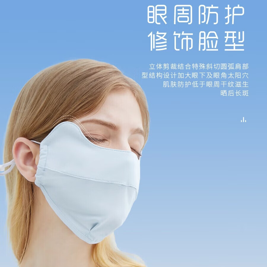 茉寻护眼角防晒口罩时尚透气冰丝面罩超薄凉感 灰色 无规格