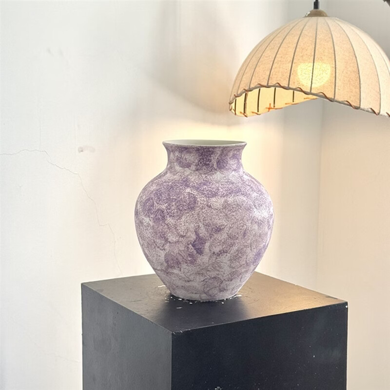 咏幻景德镇陶瓷花瓶感轻奢梦幻紫色小花瓶客厅餐桌复古水培插花器 彩色浪漫高24口10直径21
