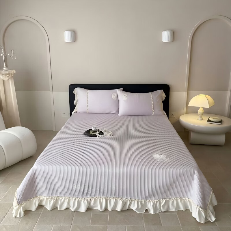 ROLAND LIVE天丝棉床盖三件套绗缝夹棉榻榻米加厚亲肤丝滑床单 可配同款被套 YYG天丝棉芭蕾女孩梦幻紫 200*230cm床盖+枕套2只