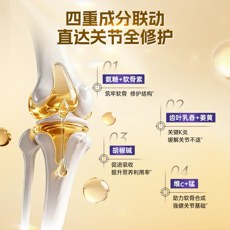 Proenzi古恩滋（史达德）高浓氨糖软骨素硫酸葡萄糖1500mg 关节养护钙片 【缓痛+润滑】高浓氨糖60片+关节速护 90片*1瓶