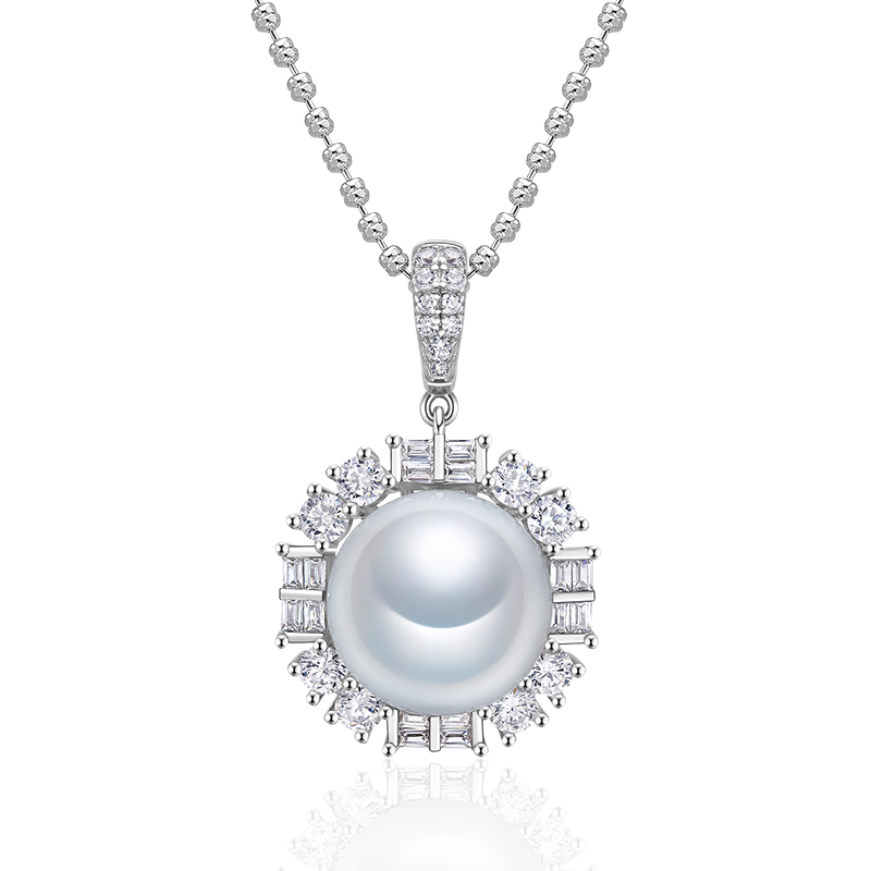 meluxeS925銀澳白海水珍珠吊墜項鏈11-11.5mm母親節(jié)禮物送女友老婆閨蜜