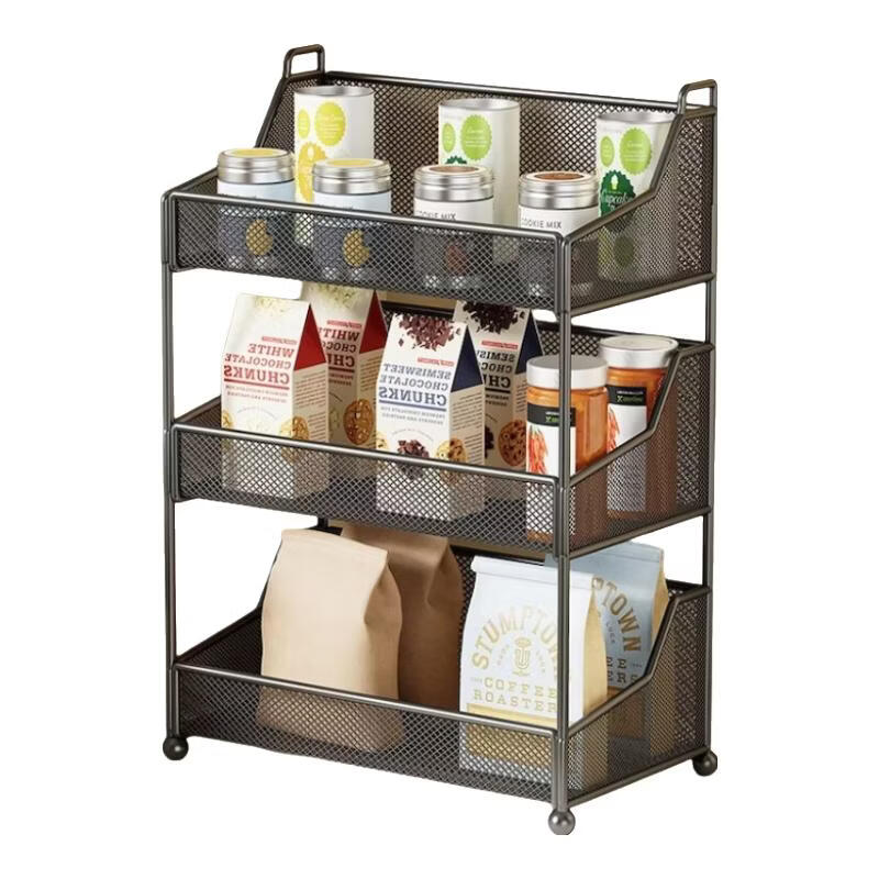 厨房多功能调料置物架台面调料架调味料架子调味品收纳调味储物架 黑色单层中号置物架