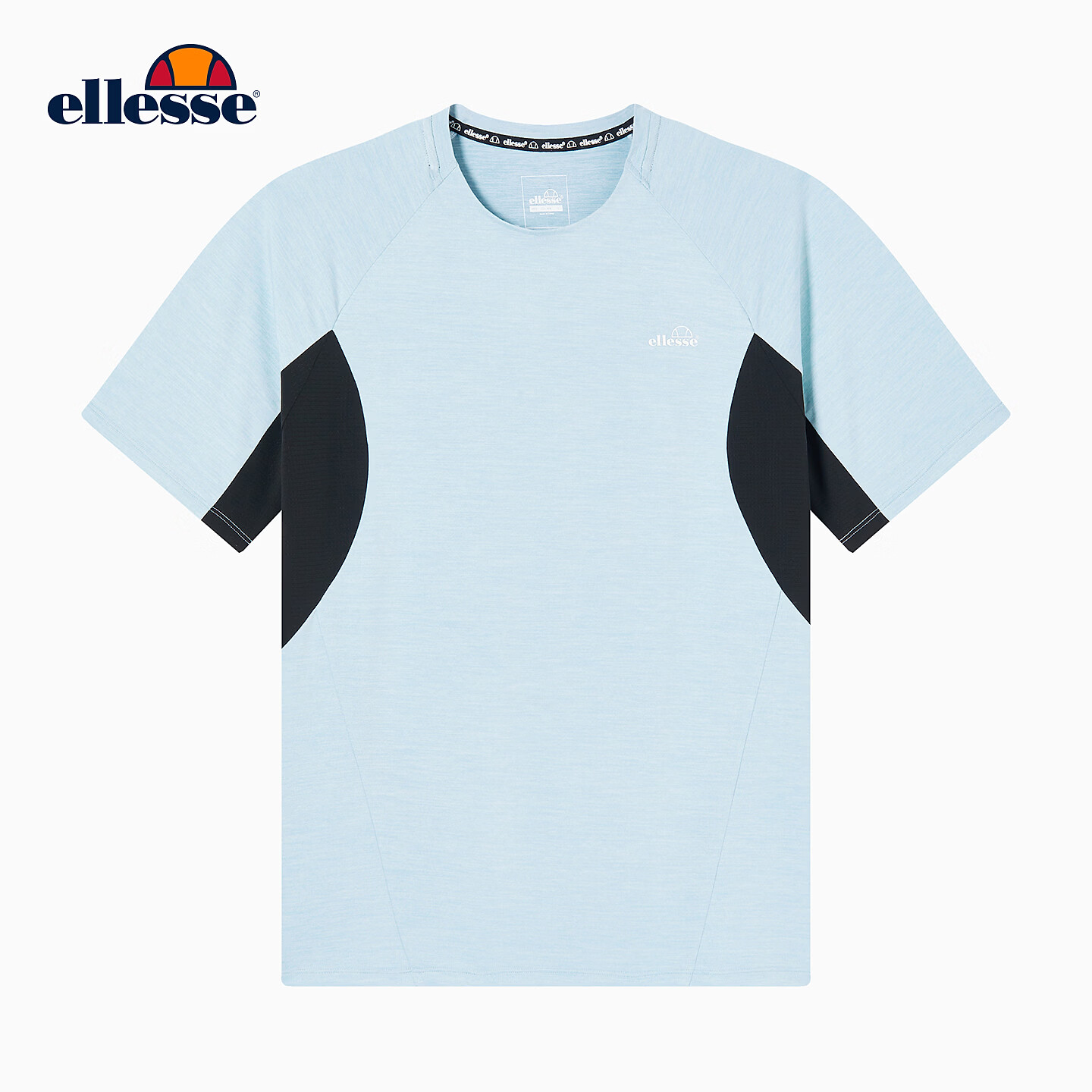 ellesse小贝壳官方网球运动短袖T恤男弹力圆领时尚撞色户外健身 淡蓝色 XL