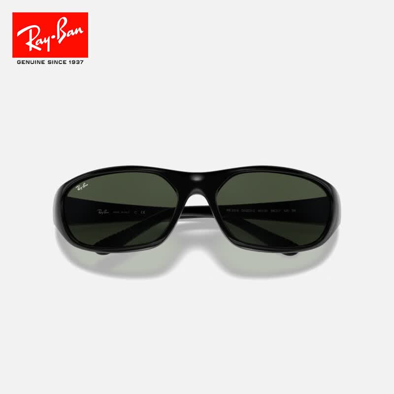 雷朋（RayBan）太阳镜 Jennie同款长方形尼龙窄框墨镜男女款遮阳镜 0RB2016 601-31-明星佩戴款黑色框绿色非偏光镜片